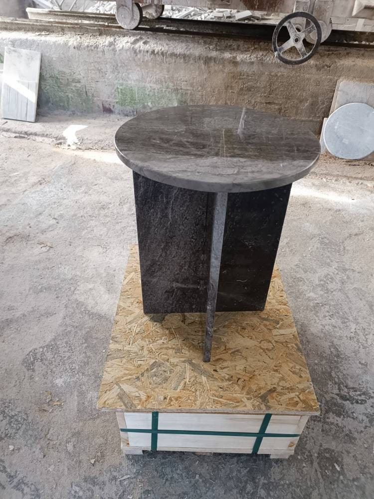 Handmade Brown Marble Side Table: Italian Model End Table