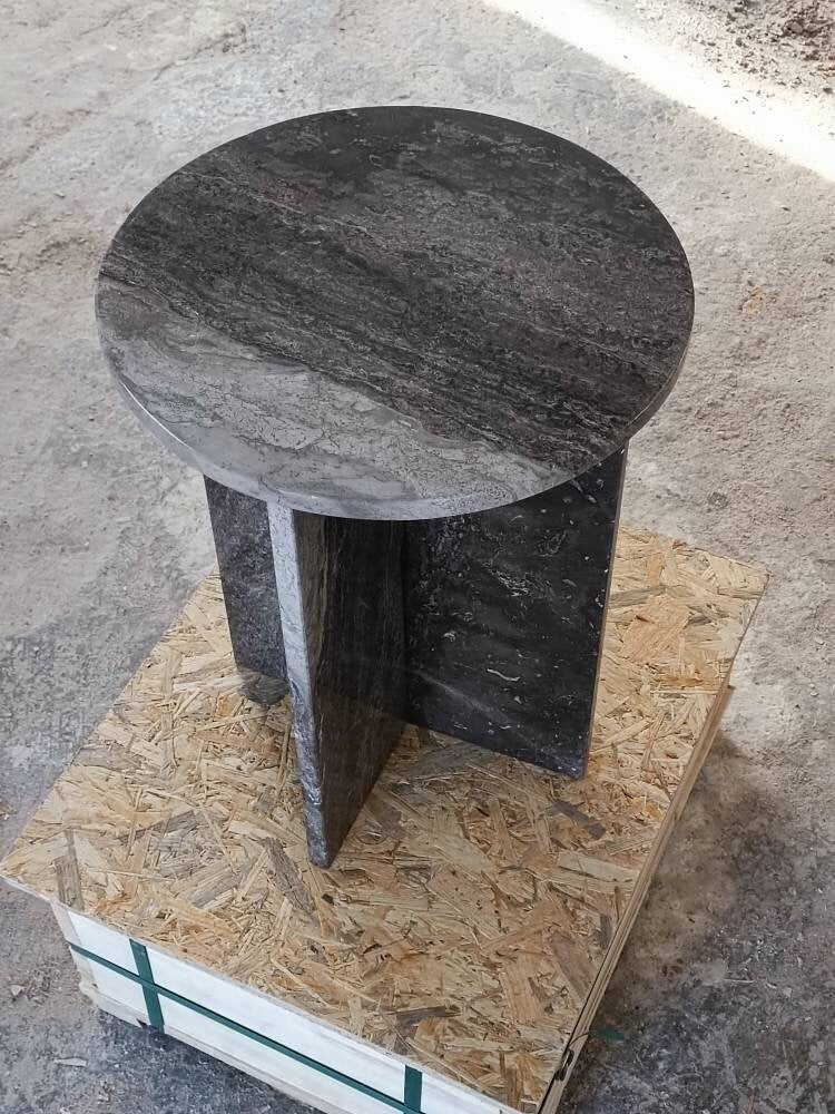 Handmade Brown Marble Side Table: Italian Model End Table