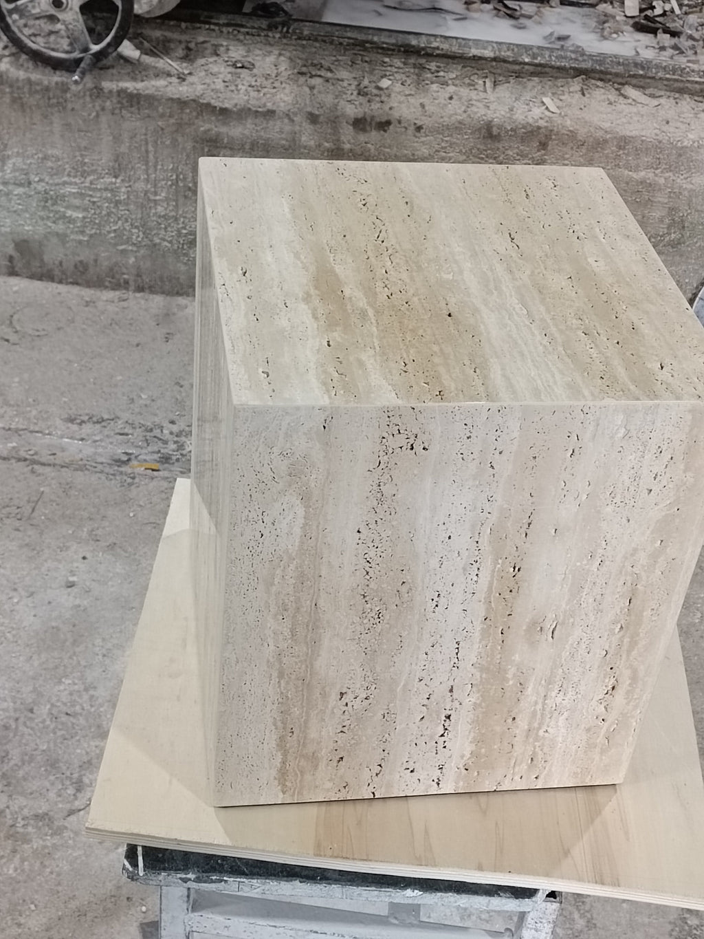Handmade Travertine Cube Table: Nightstand End Table (17.7" Height)