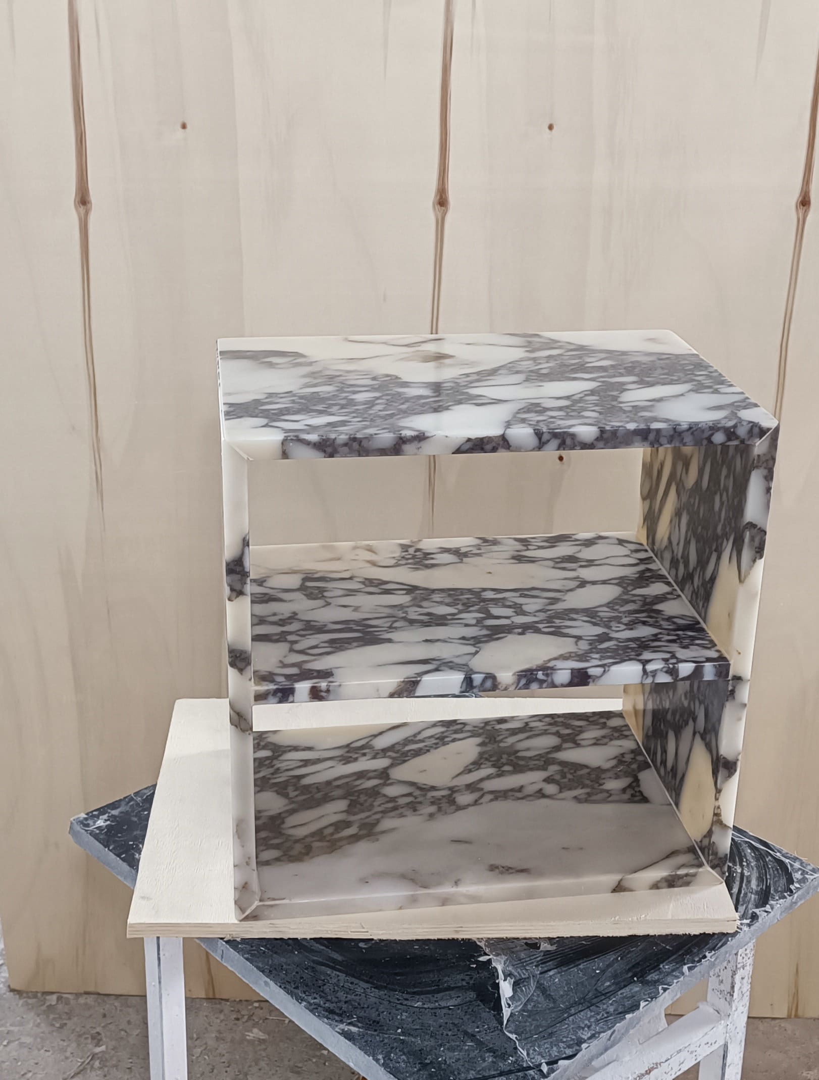 Handmade Calacatta Viola Marble Side Table: Real Stone End Table