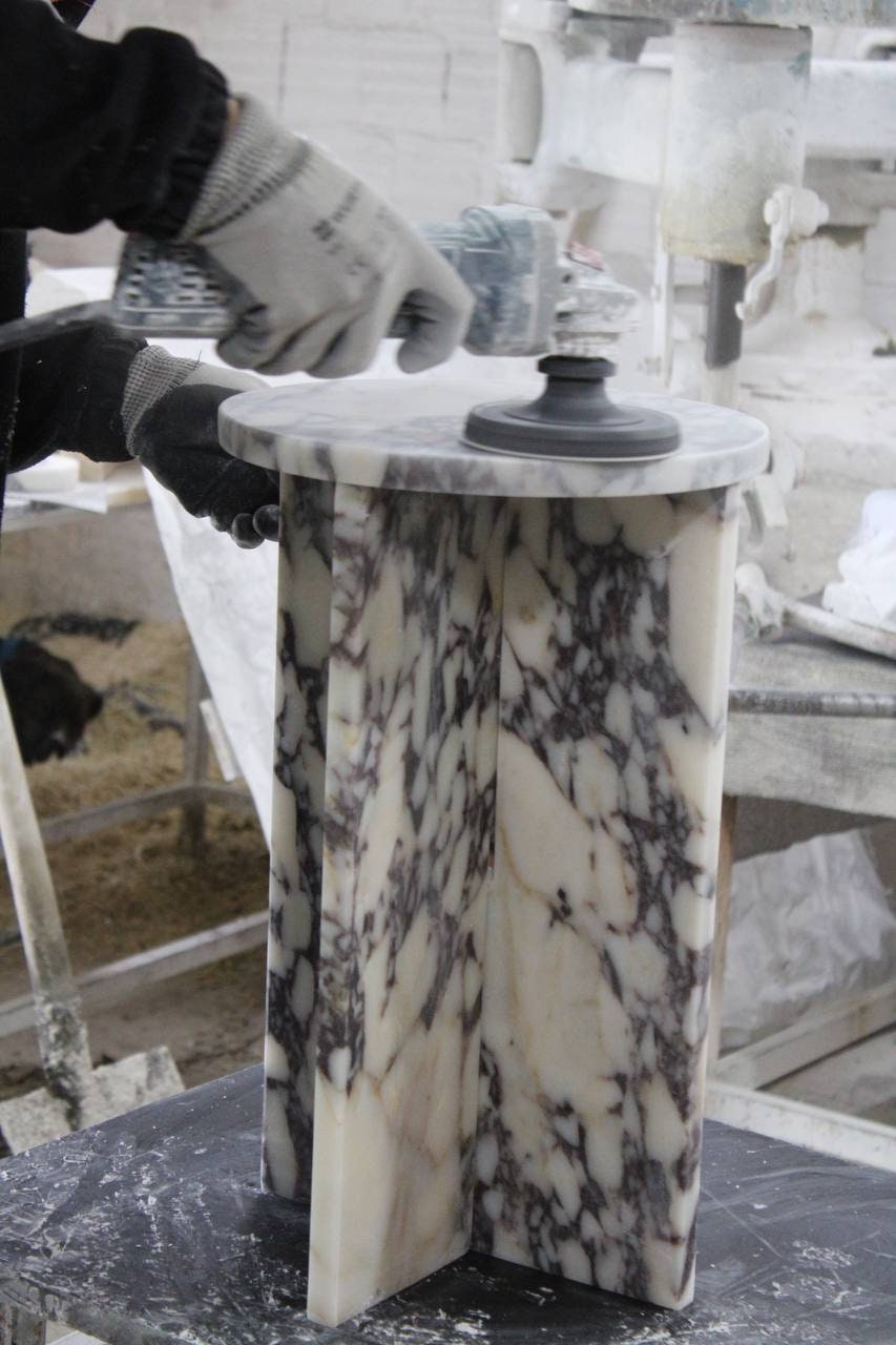 Calacatta Viola Marble Side Table: Handmade Mini Nightstand