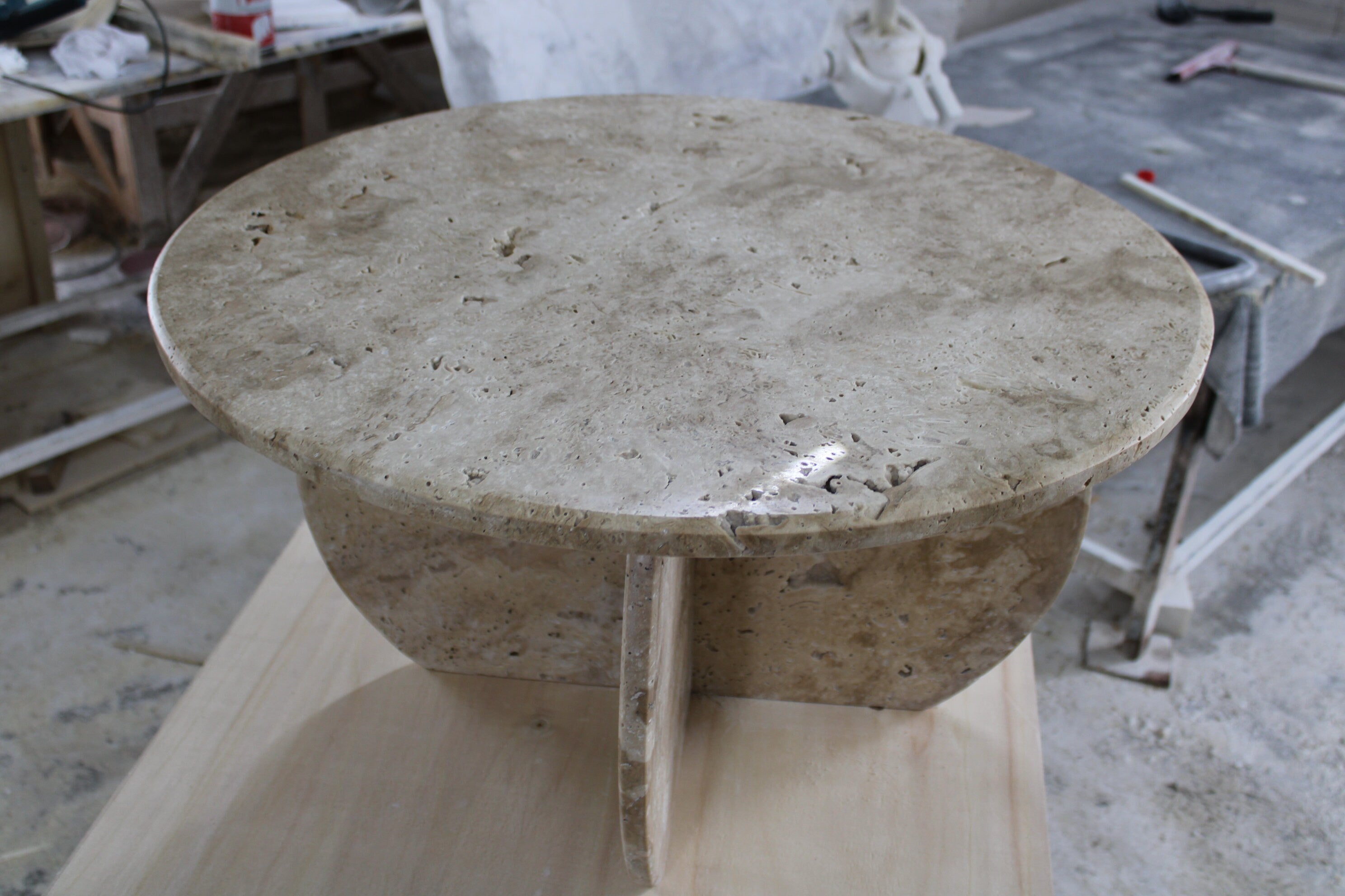Handmade Travertine Coffee Table: Italy Model Natural Stone