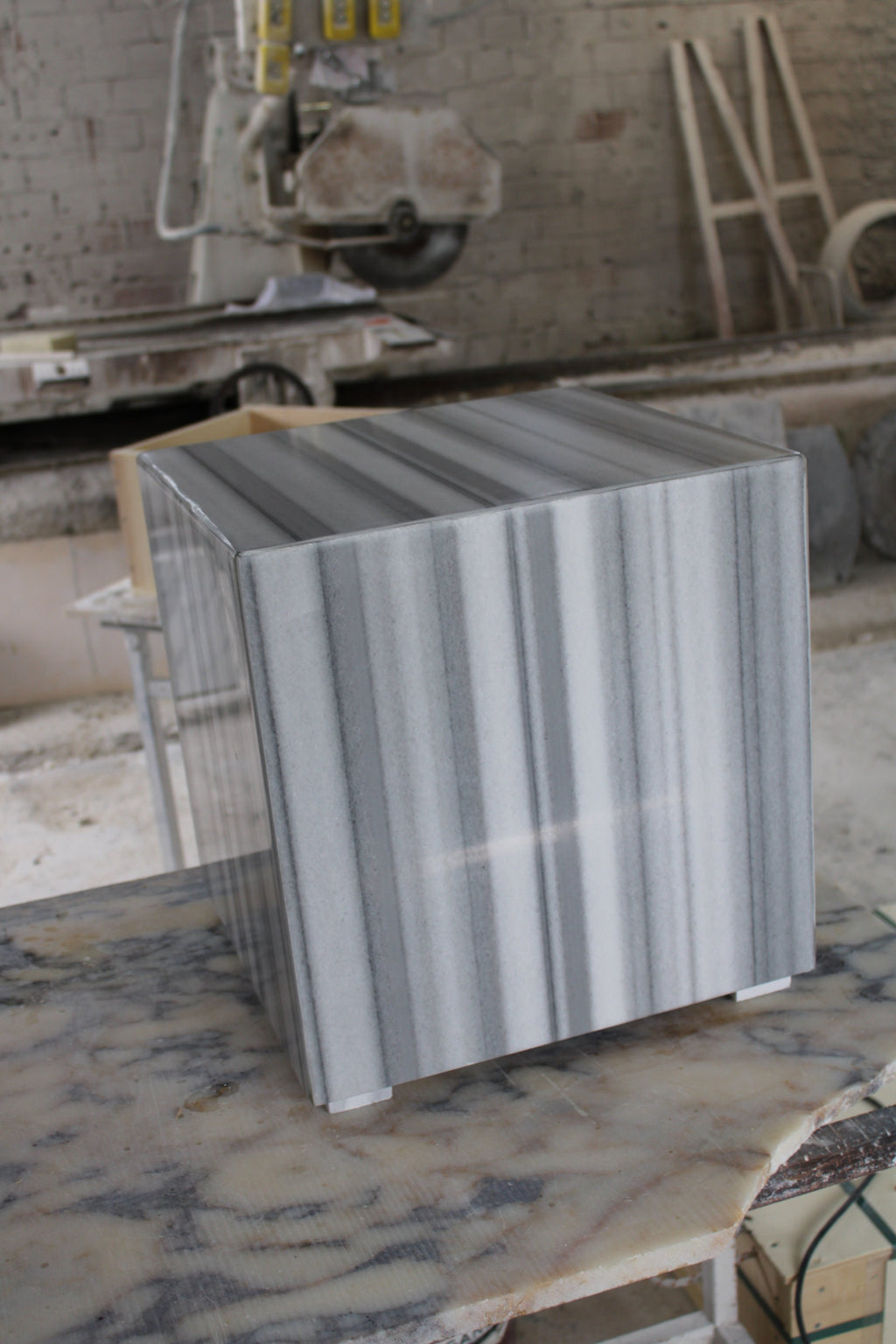 Handmade Marmara Marble Cube Coffee Table: Special Pattern