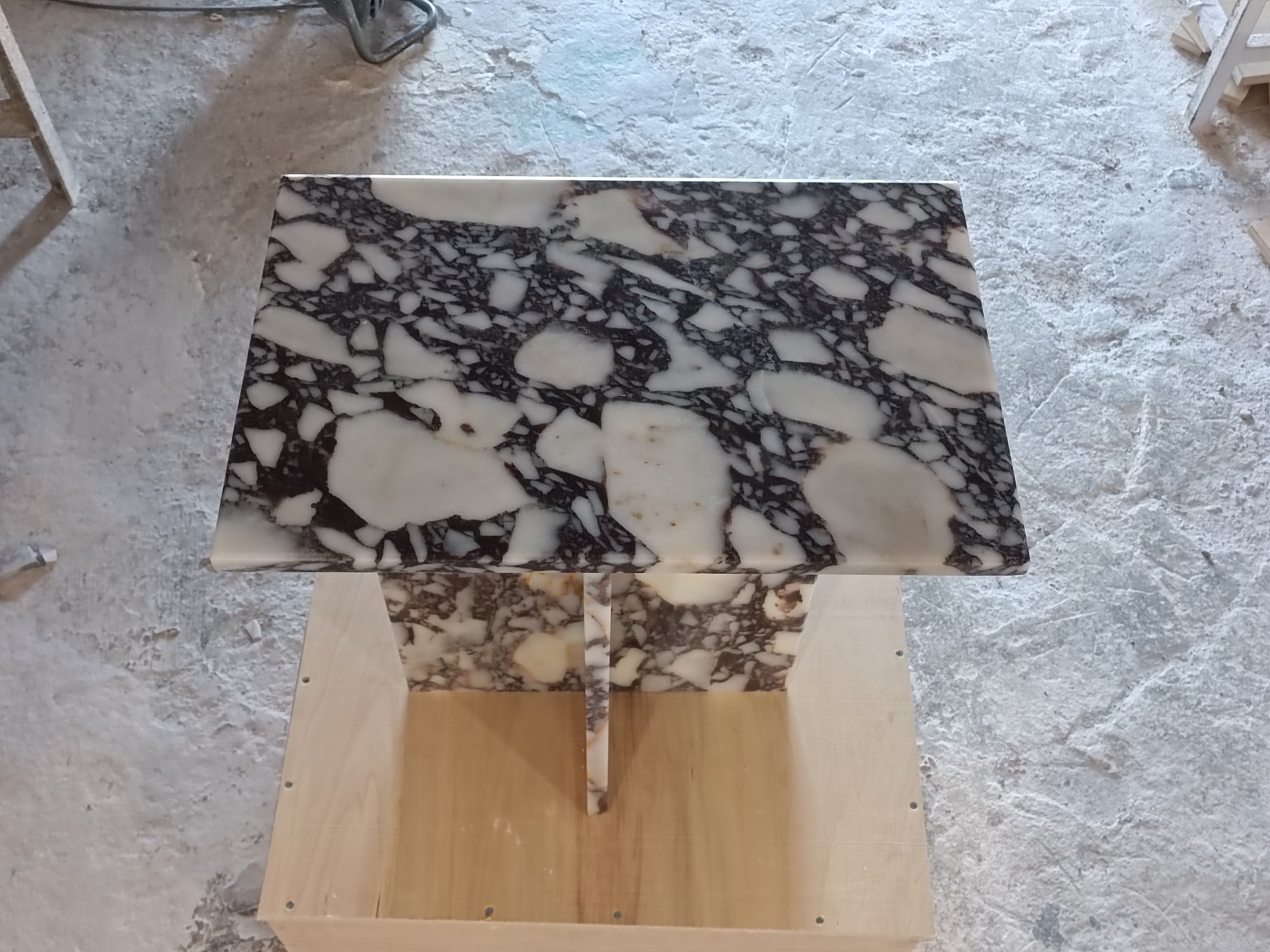 Handmade Calacatta Viola Marble Side Table: Rectangle End Table