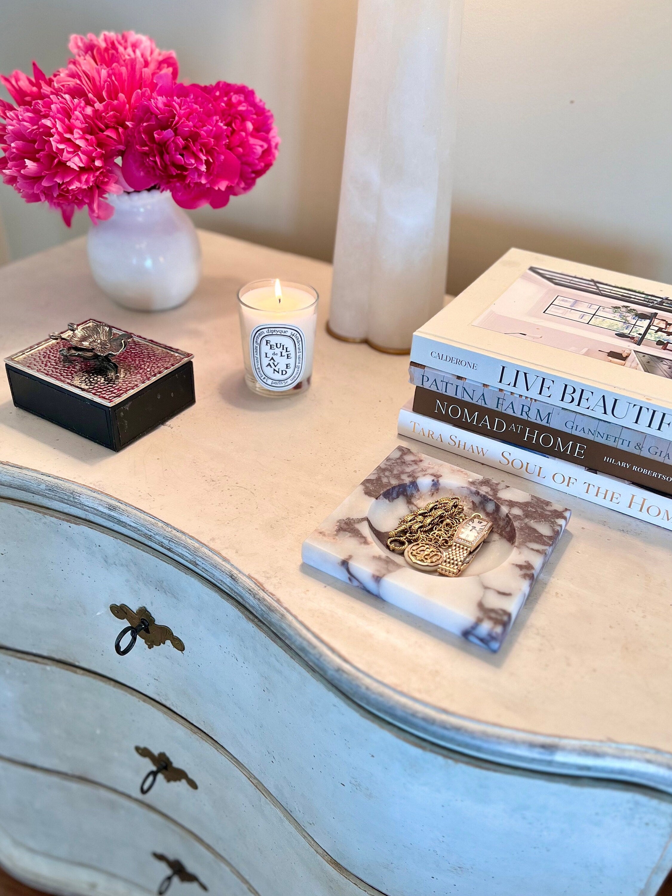 Handmade Calacatta Viola Marble Catch-All Tray: Home Decor Ring Dish