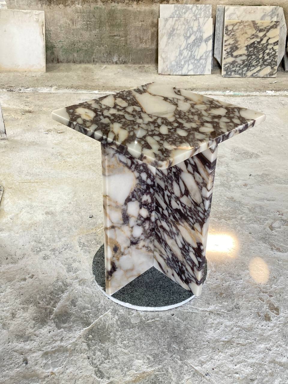 Handmade Calacatta Viola Marble Side Table: Square Coffee Table (52cm Height)