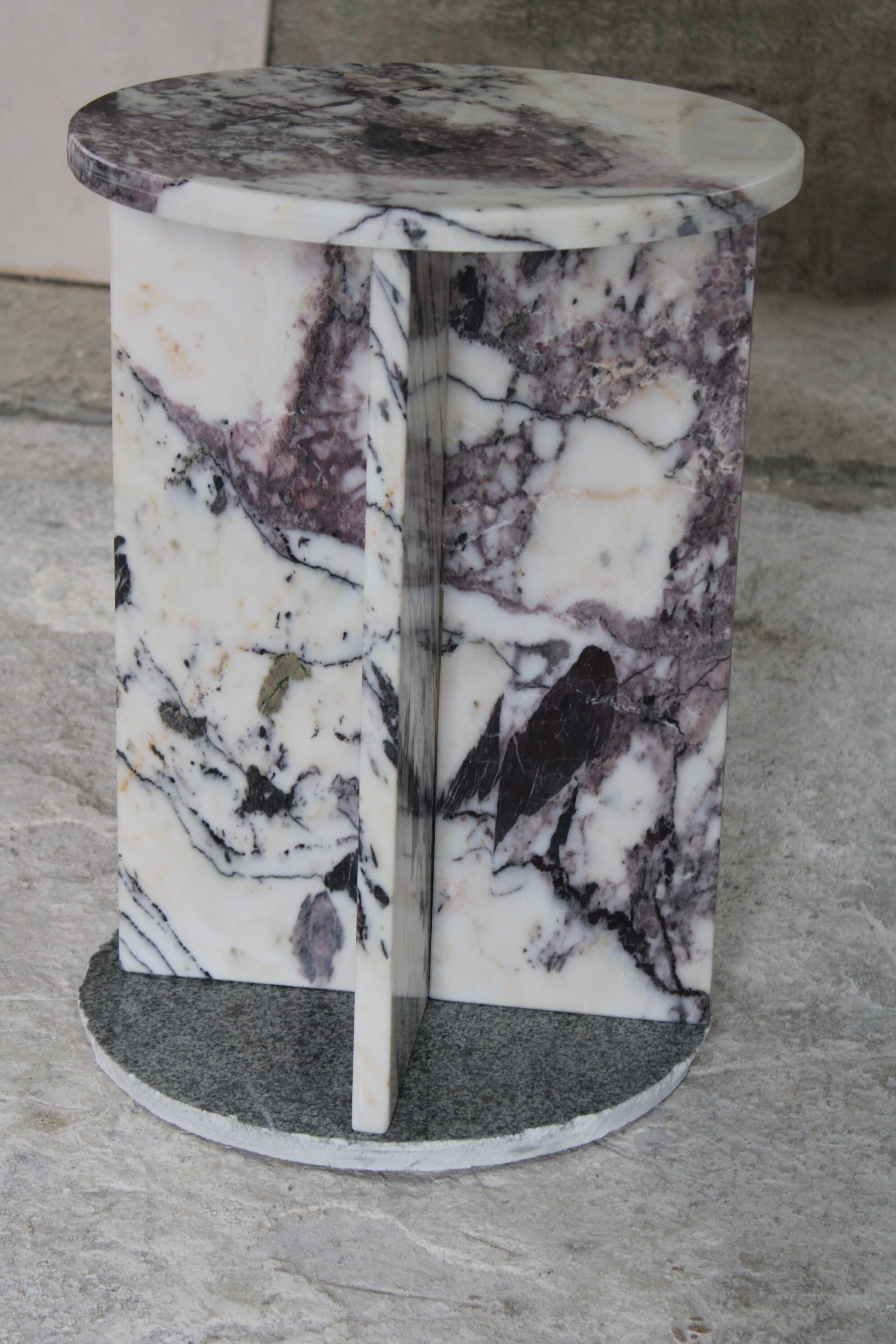 Aegean marble ( lilac) end table,side table handmade