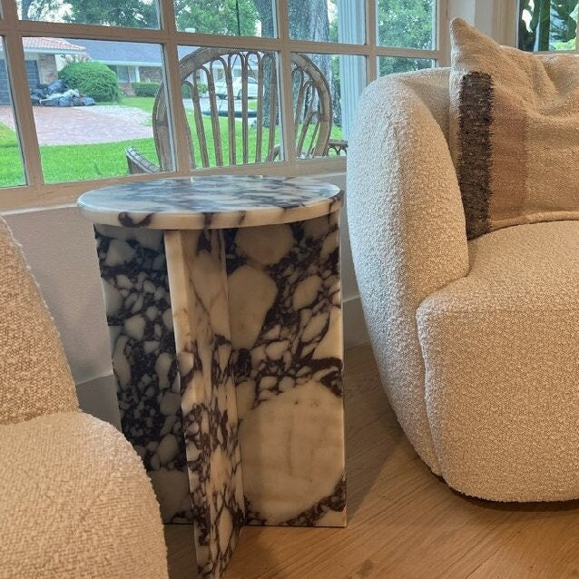 Calacatta Viola Marble side table, end table,nightstand italian marble 100% Handmade Product