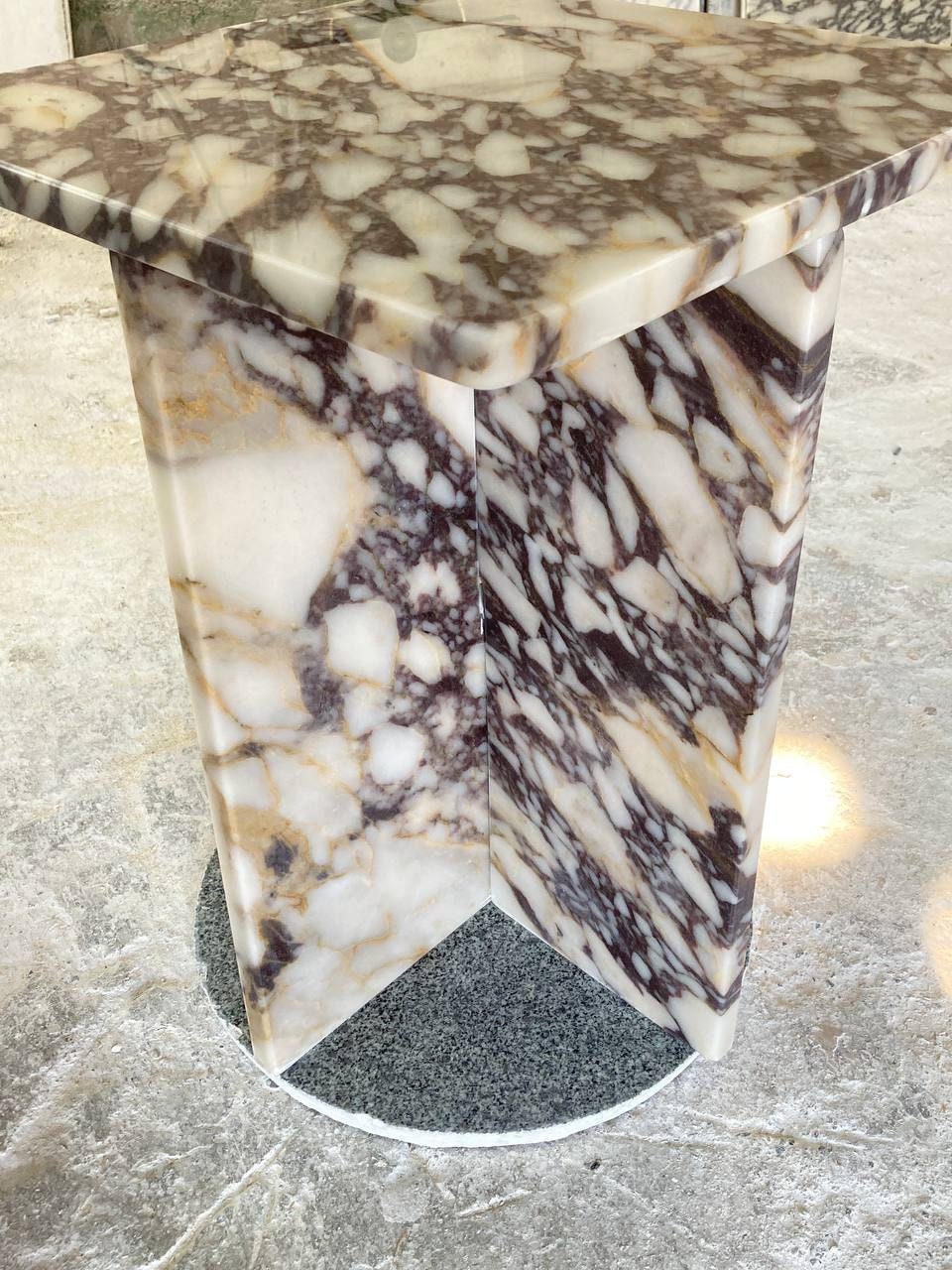 Handmade Calacatta Viola Marble Side Table: Square Coffee Table (52cm Height)