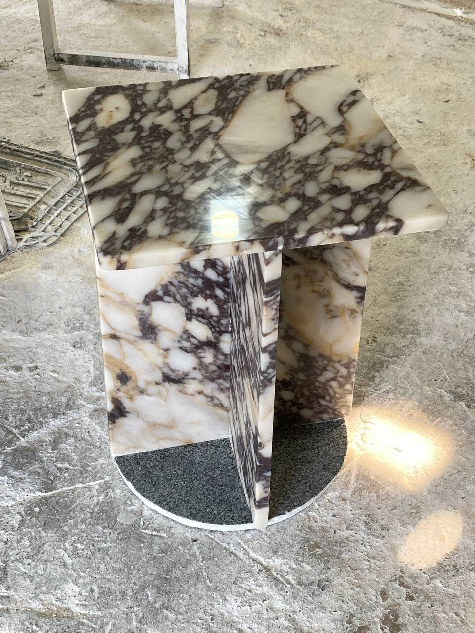 Handmade Calacatta Viola Marble Side Table: Square Coffee Table (52cm Height)