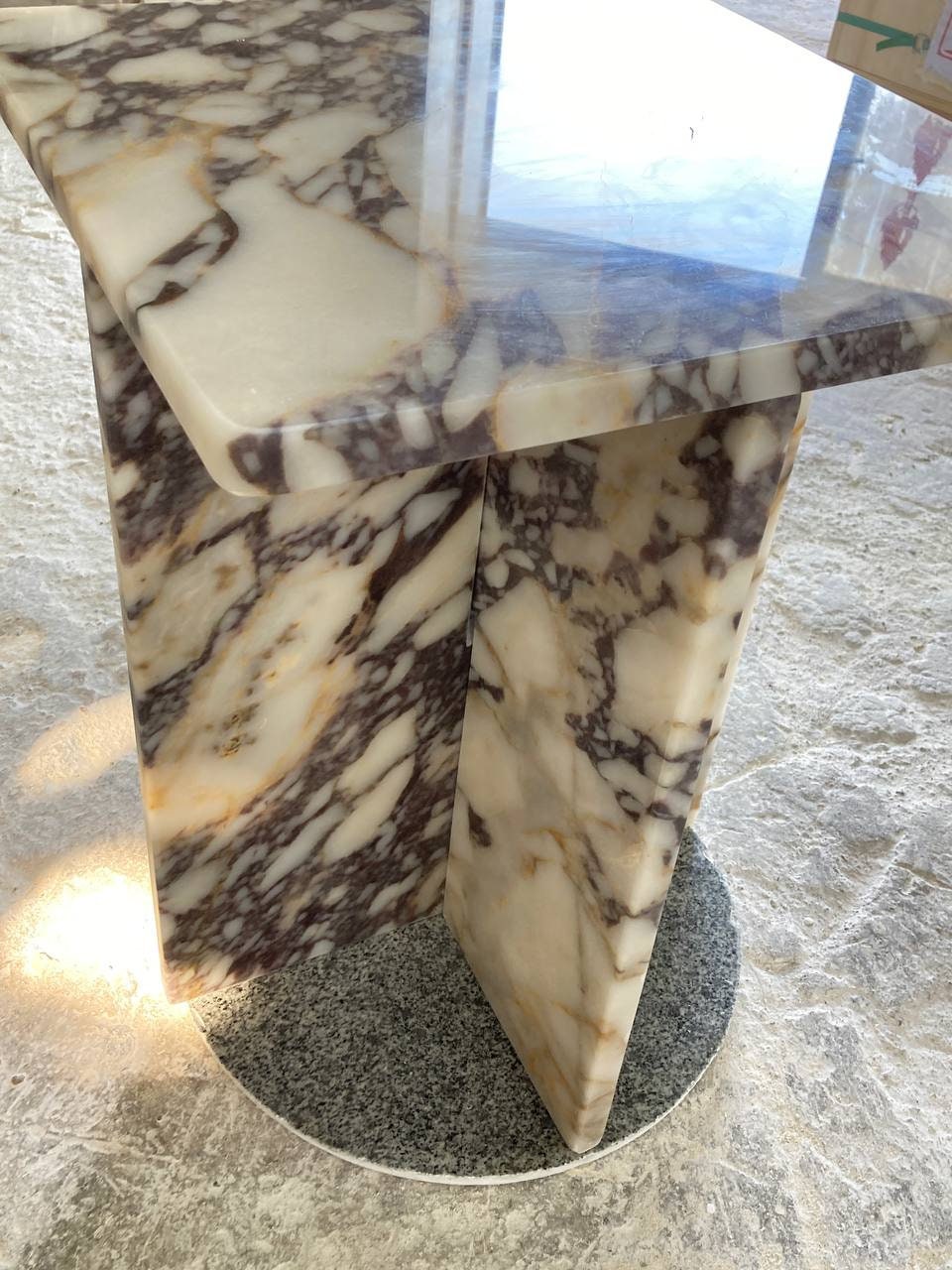 Handmade Calacatta Viola Marble Side Table: Square Coffee Table (52cm Height)