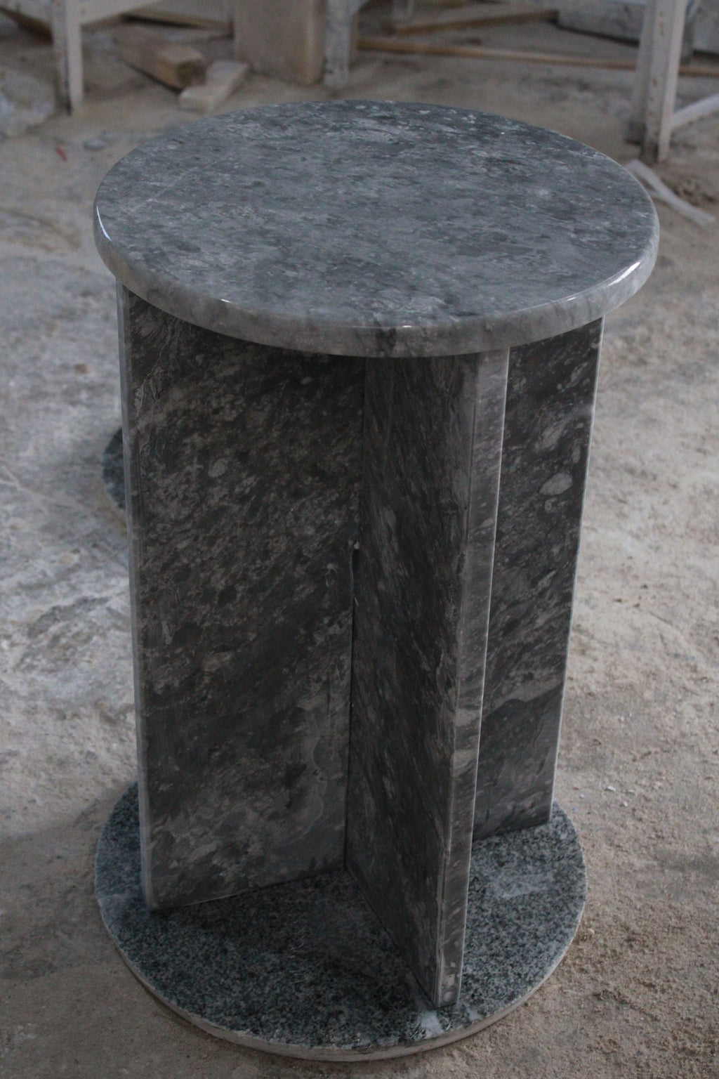 Handmade Gray Marble Side Table: Modern Nightstand (35/30x55cm)