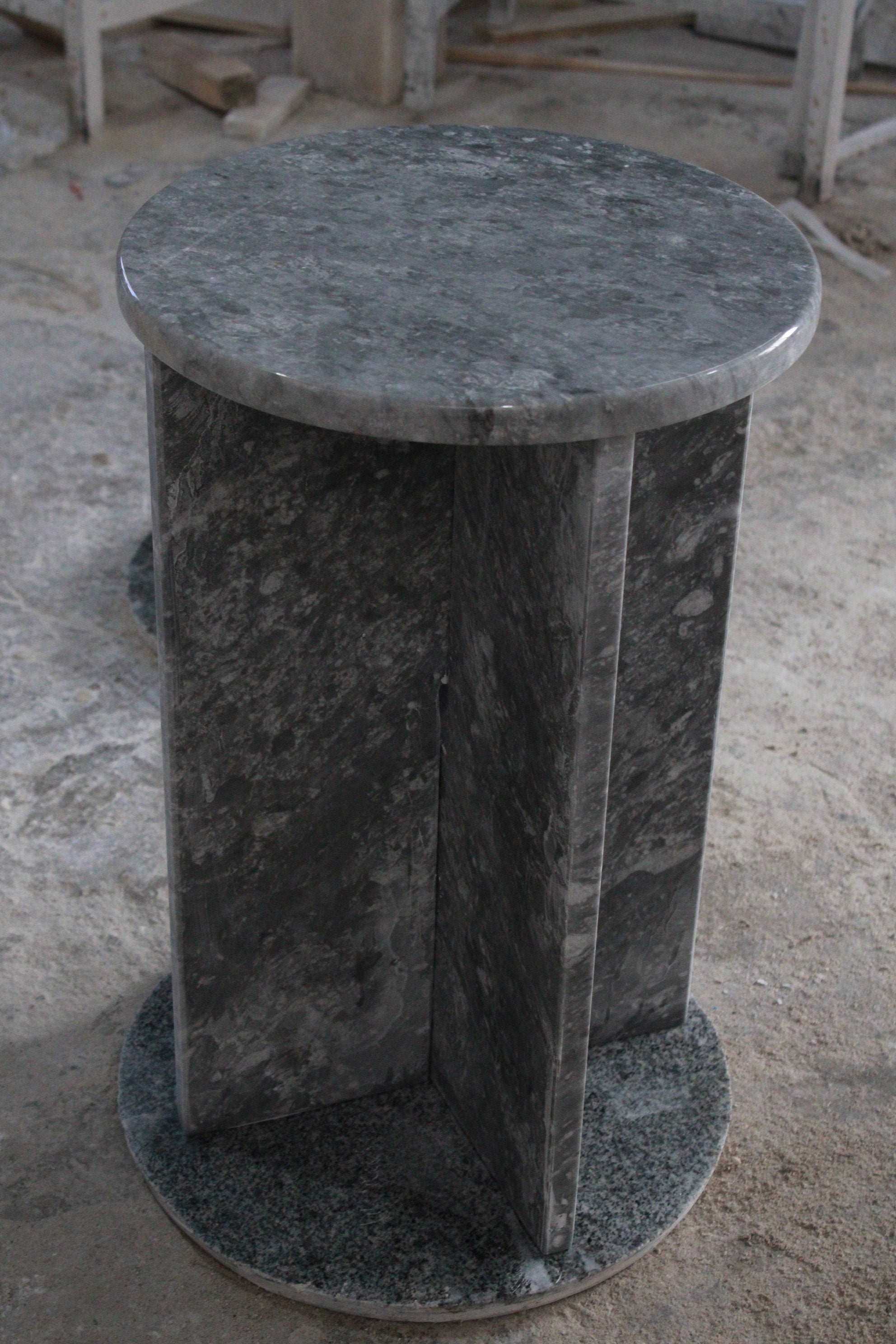 Handmade Gray Marble Side Table: Modern Nightstand (35/30x55cm)