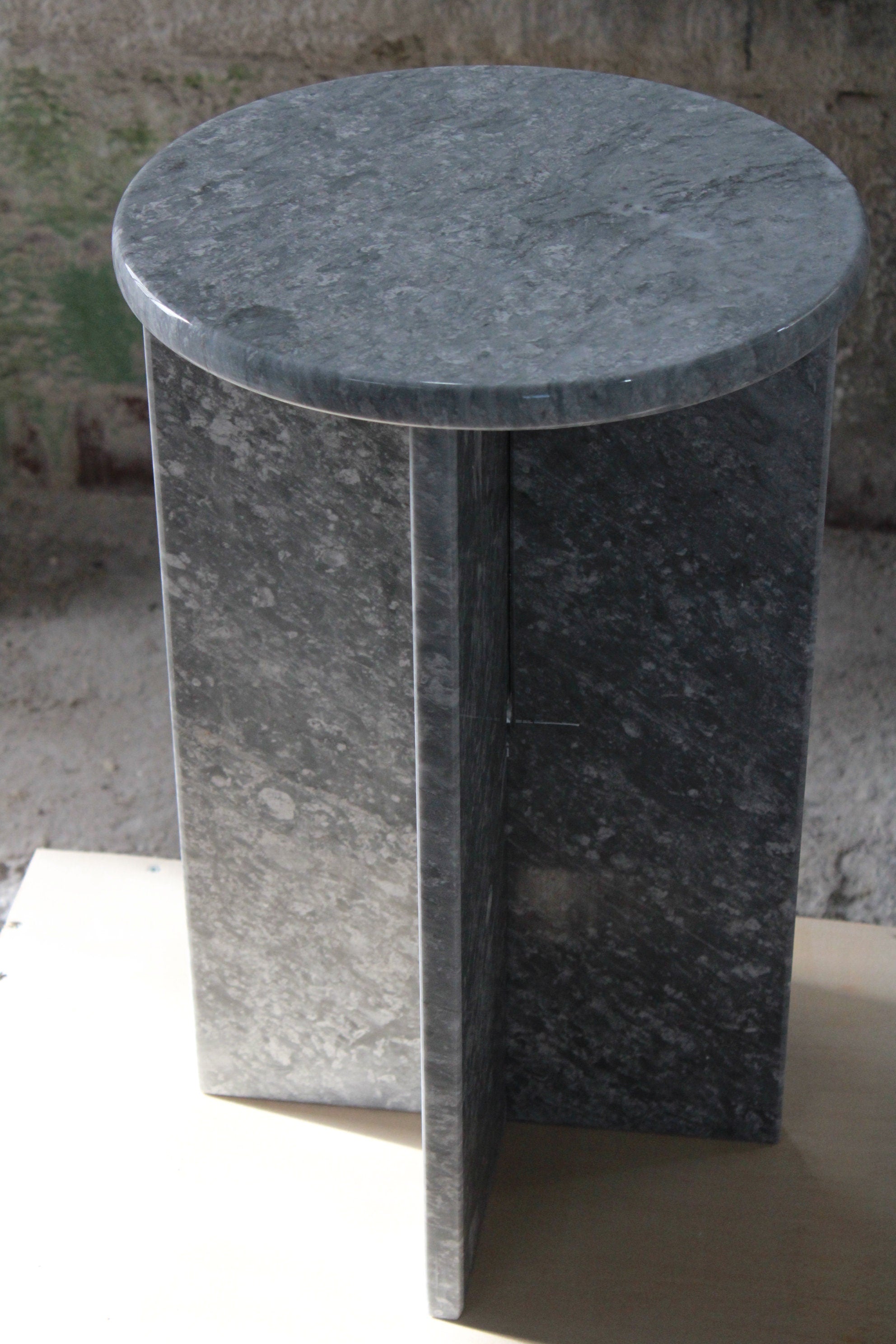 Handmade Gray Marble Side Table: Modern Nightstand (35/30x55cm)