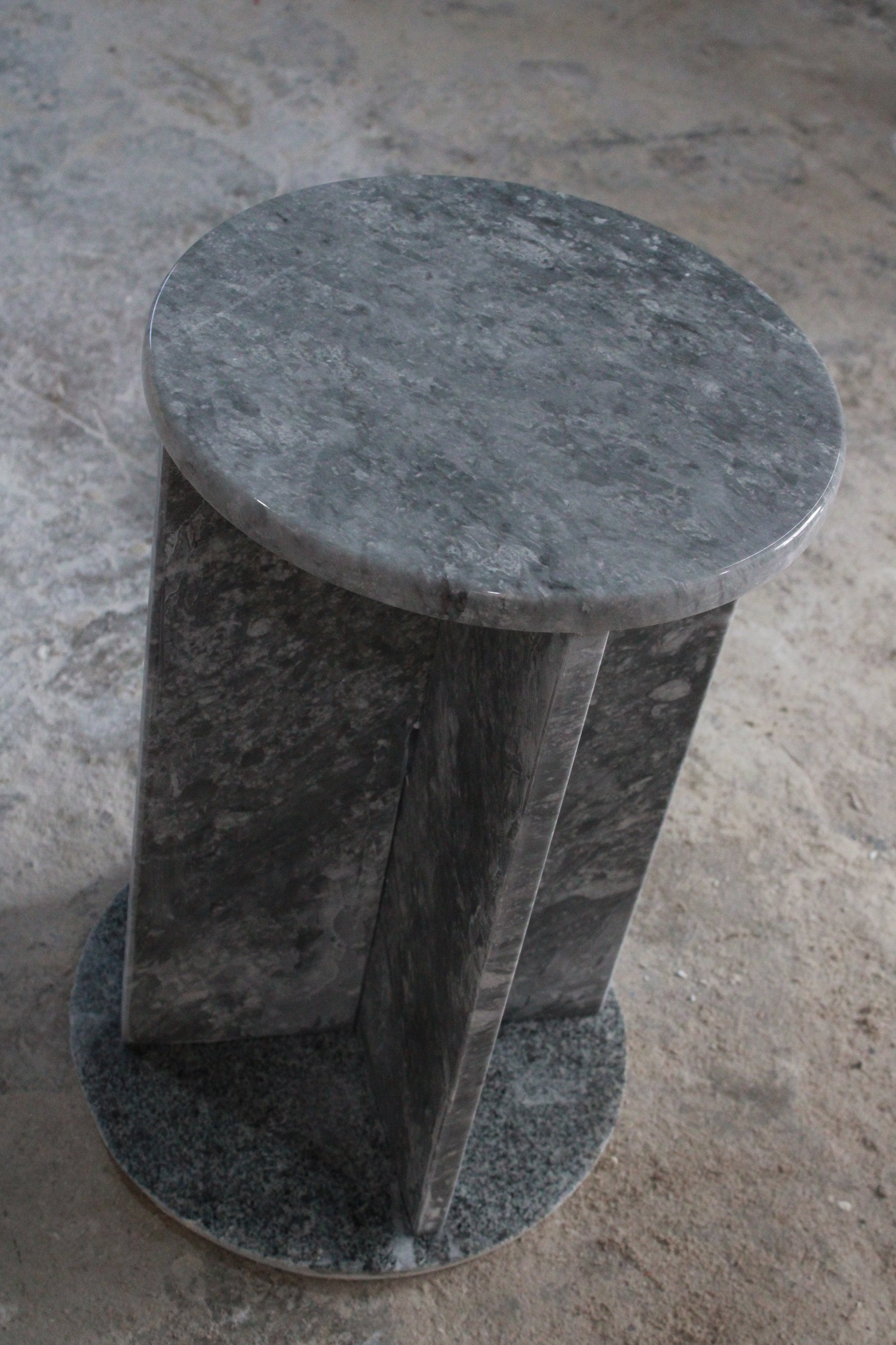 Handmade Gray Marble Side Table: Modern Nightstand (35/30x55cm)