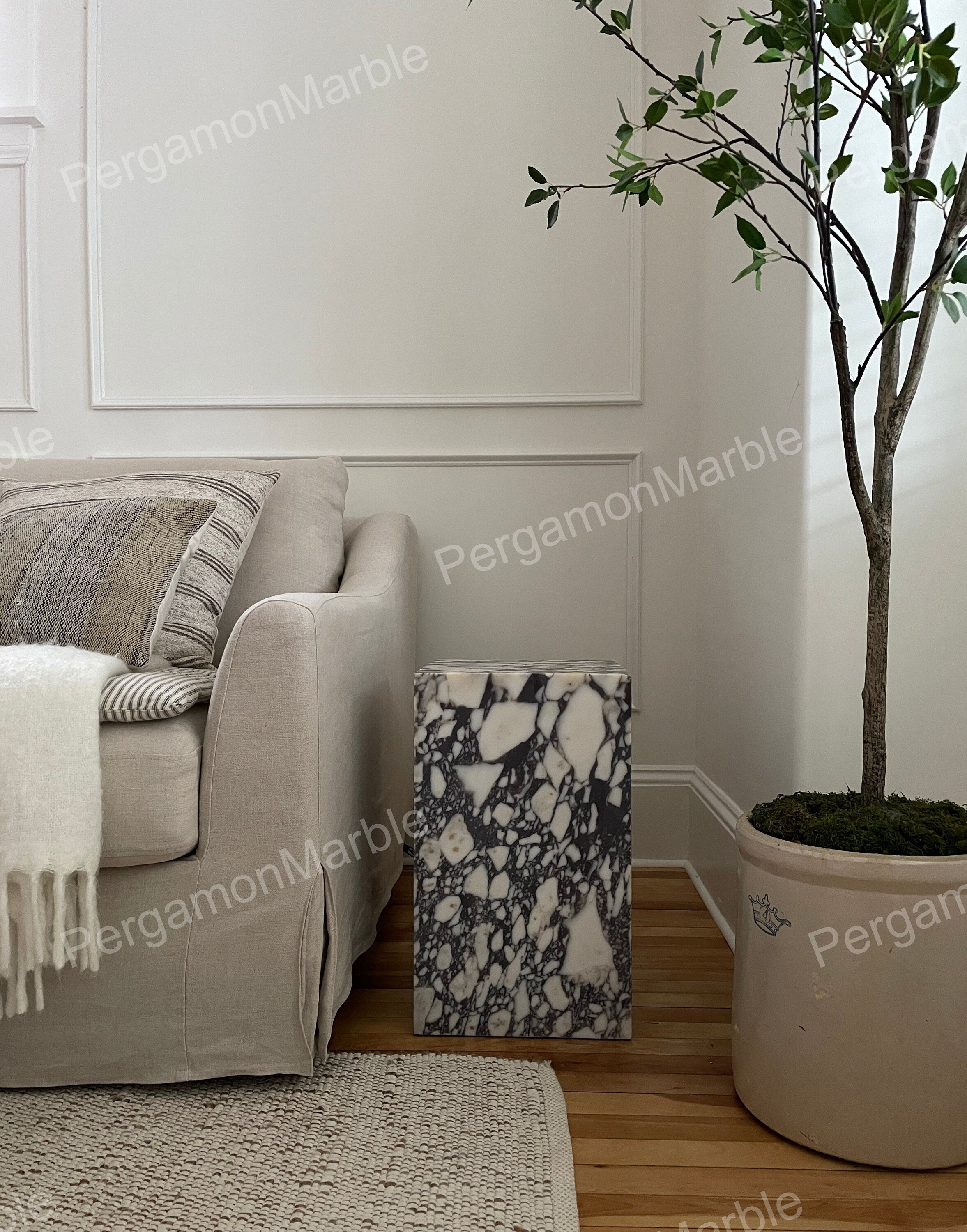 Calacatta viola Marble cube table nightstand or side table, handmade