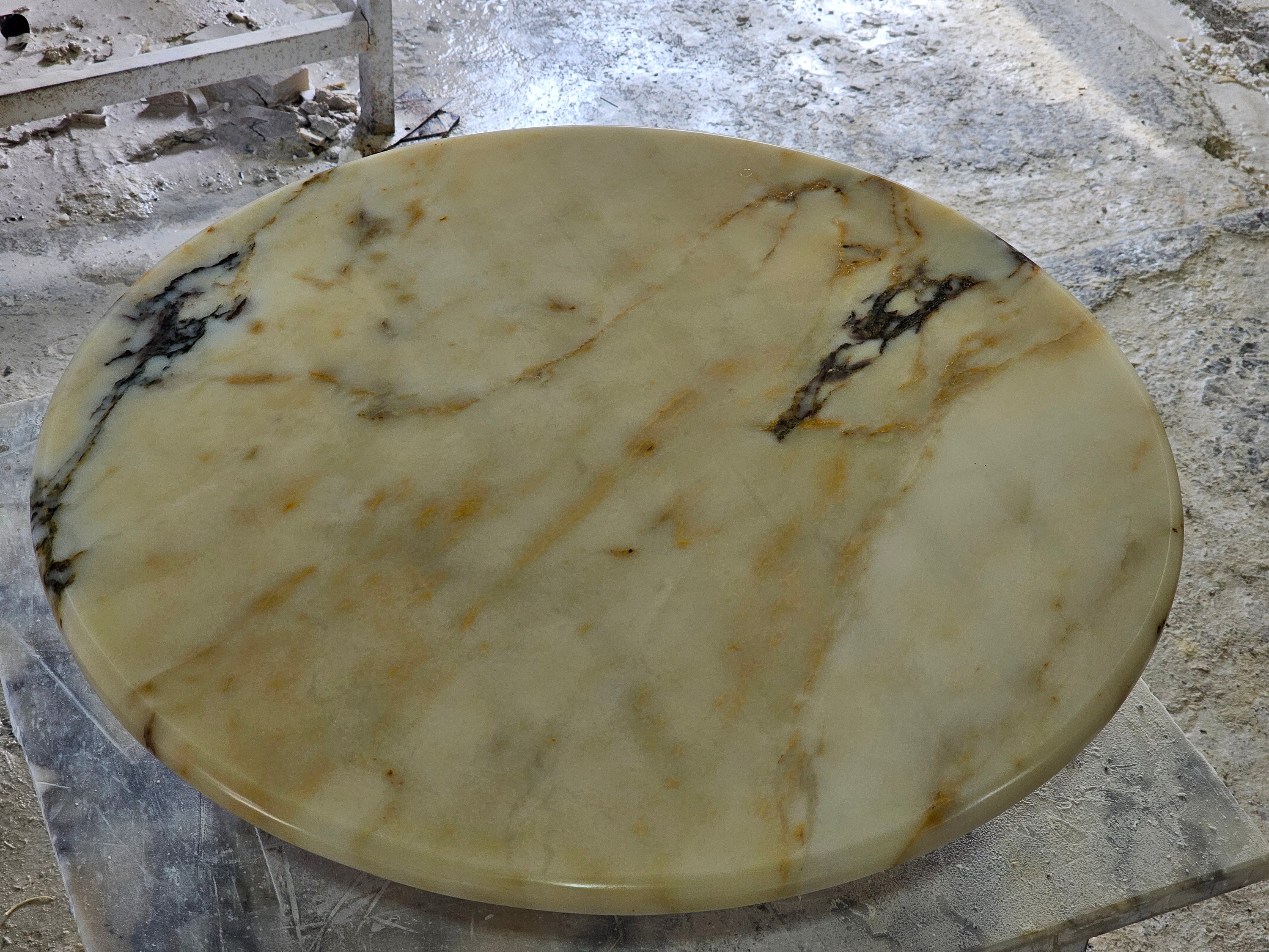 Handmade Calacatta Viola Gold Marble Table Top (23.5 inch)