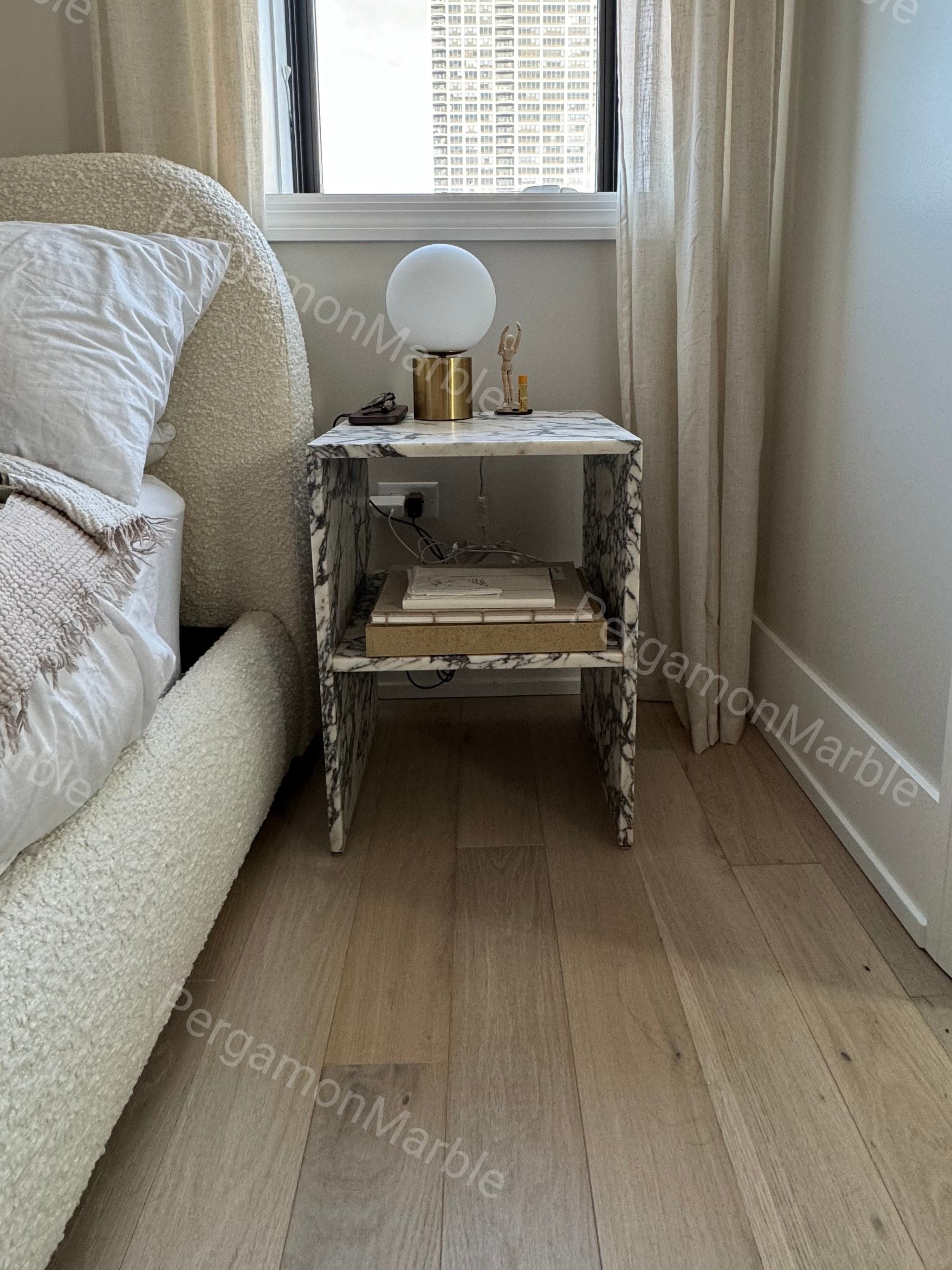 Handmade Calacatta Viola Marble Side Table: Real Stone End Table