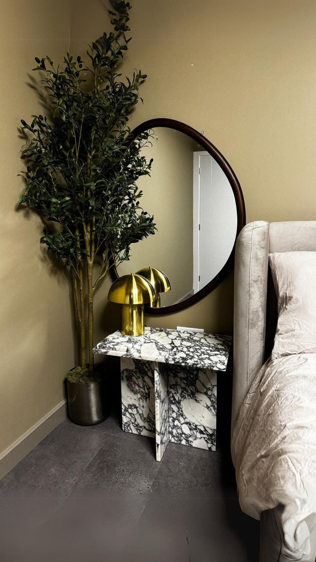 Handmade Calacatta Viola Marble Side Table: Rectangle End Table