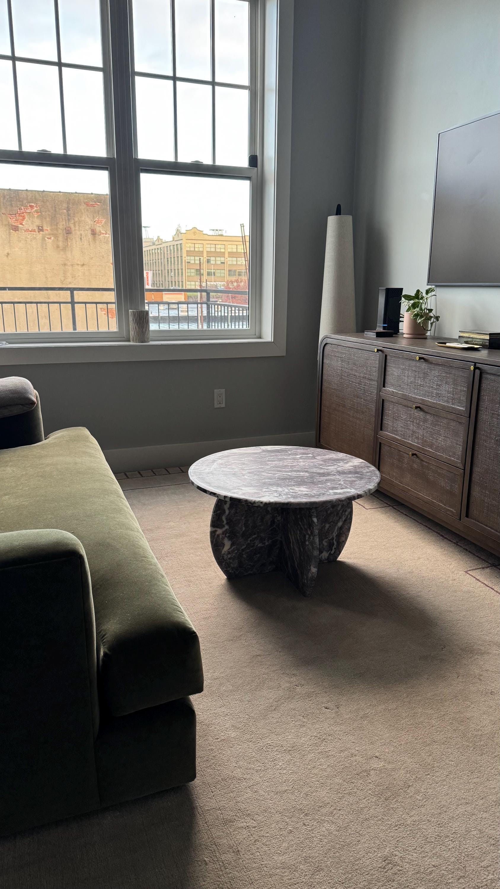 Handmade Calacatta Viola Marble Coffee Table: Italian Design