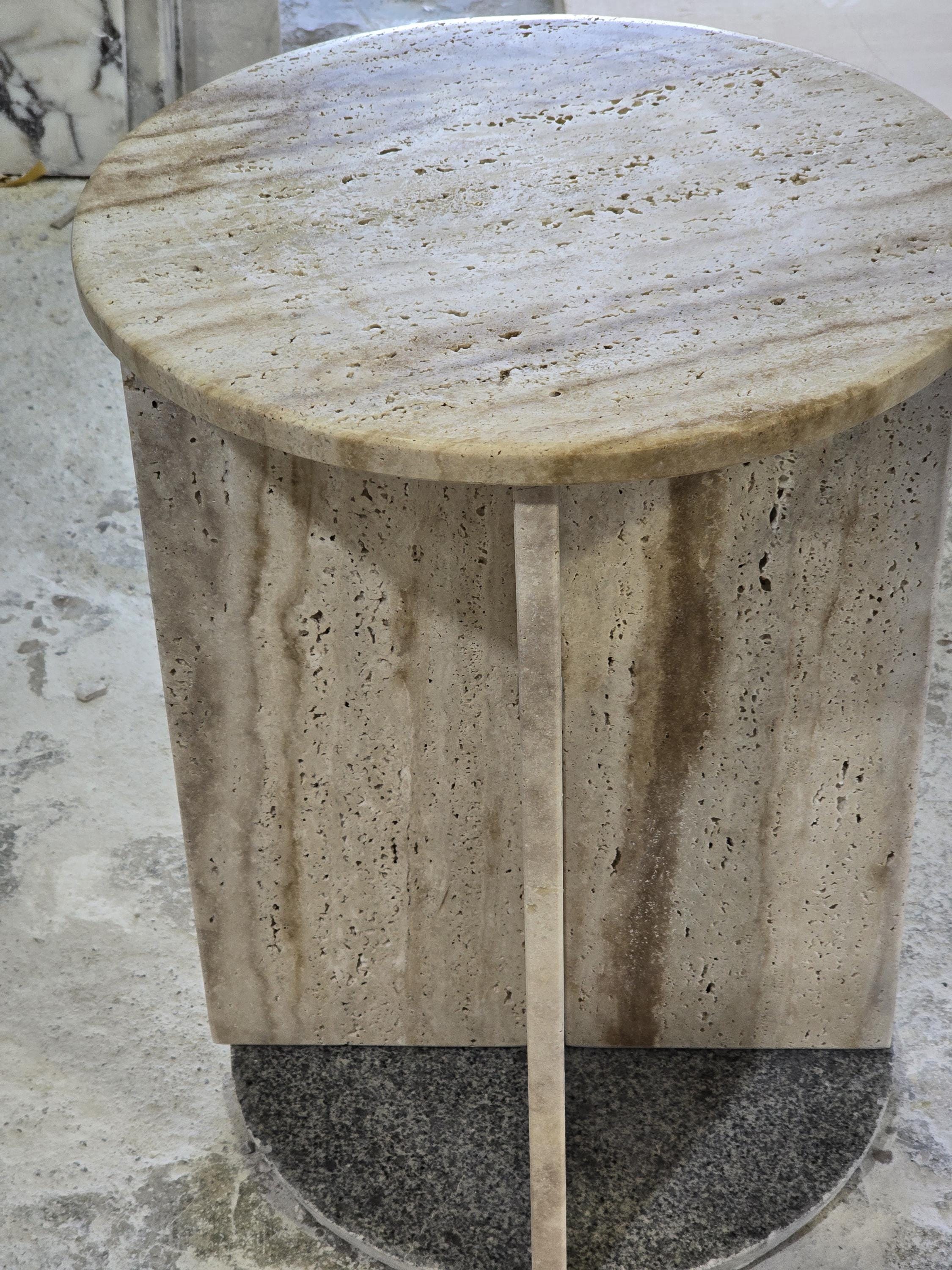 Handmade Travertine Marble Side Table: Italian Coffee Table