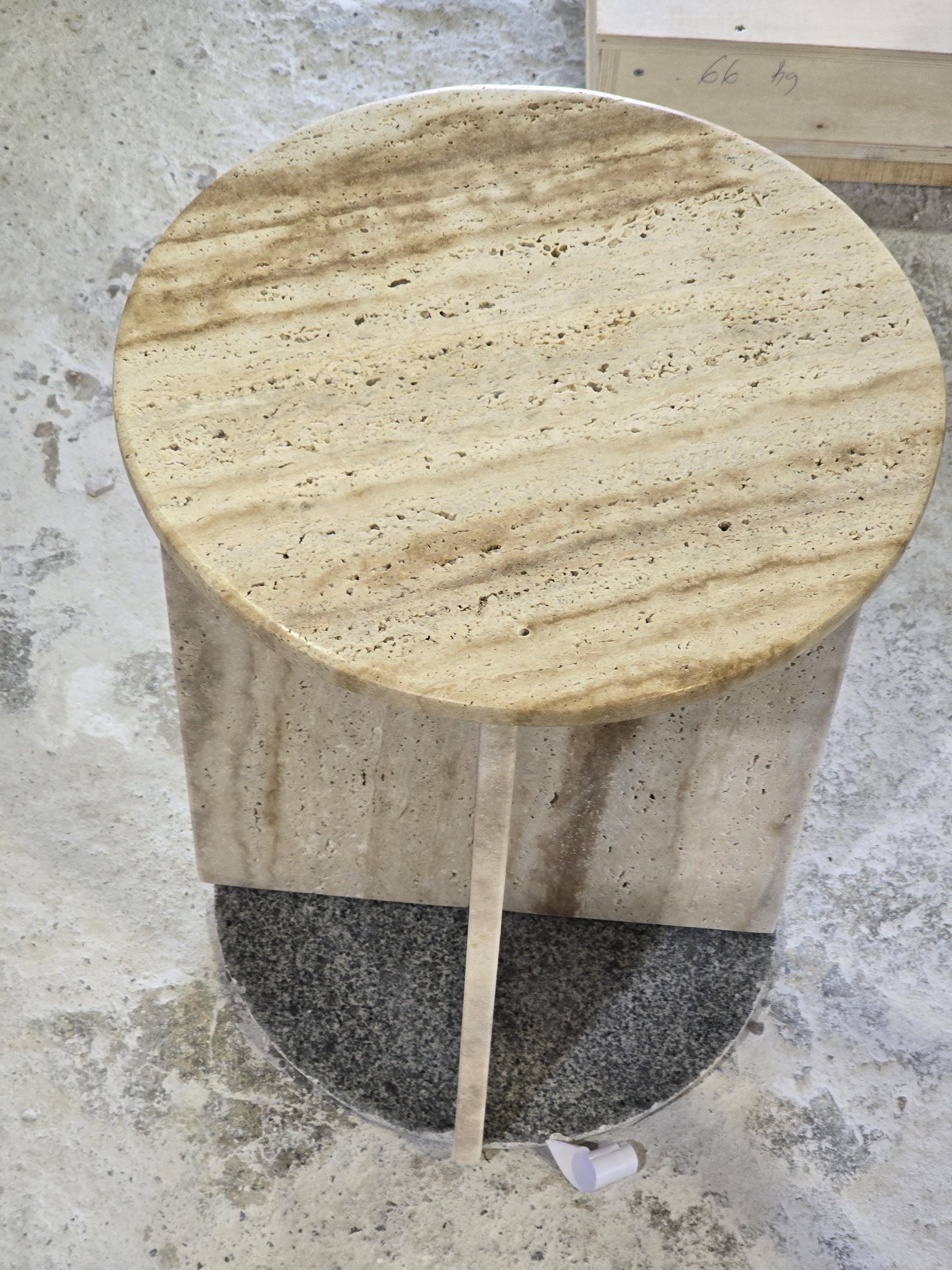 Handmade Travertine Marble Side Table: Italian Coffee Table