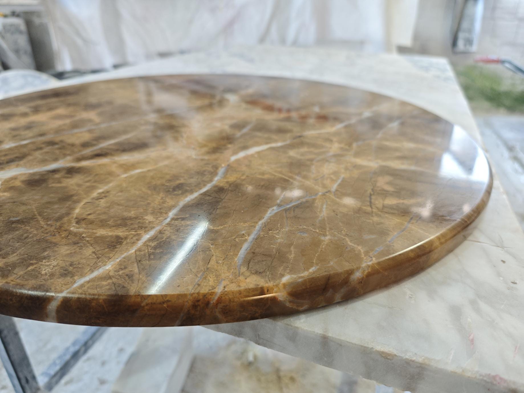 Round BROWN Marble Coffee Table Top – Polished – 23.5 inches (60 cm)