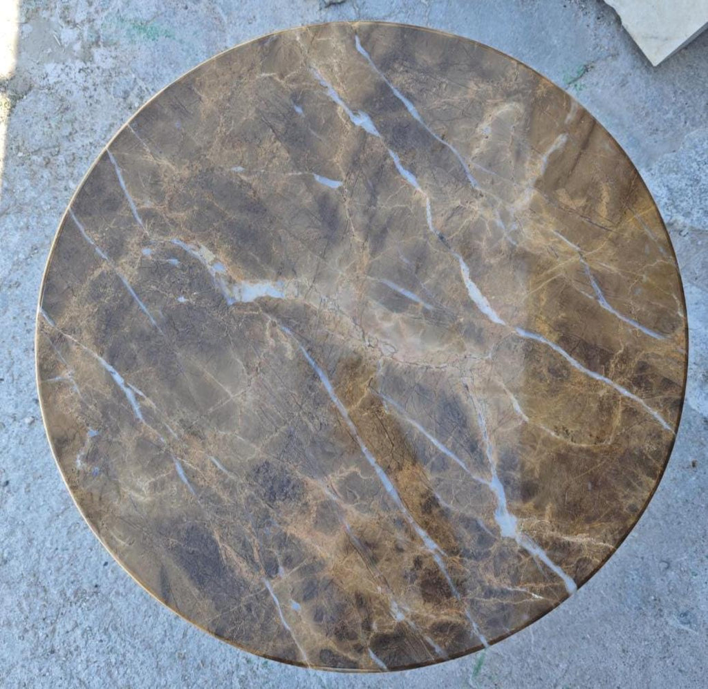 Round BROWN Marble Coffee Table Top – Polished – 23.5 inches (60 cm)