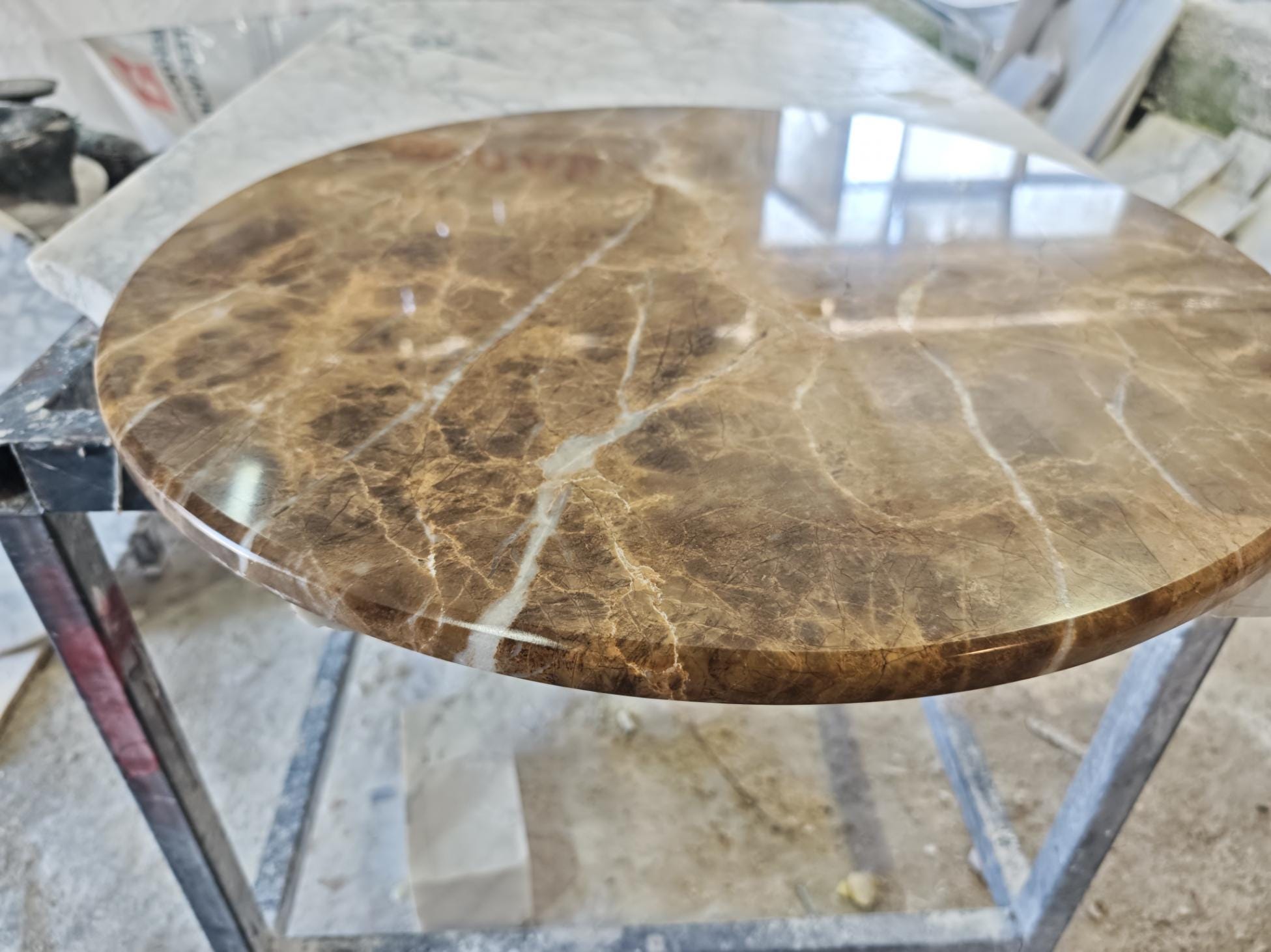 Round BROWN Marble Coffee Table Top – Polished – 23.5 inches (60 cm)
